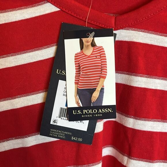 NWT WOMENS U.S. POLO ASSN STRIPED 3/4 SLEEVE TOP - Picture 7 of 9